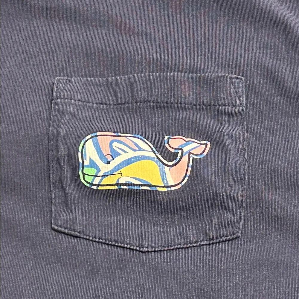 Vineyard Vines Navy Blue Whale Long Sleeve Shirt- Size S - Picture 4 of 7